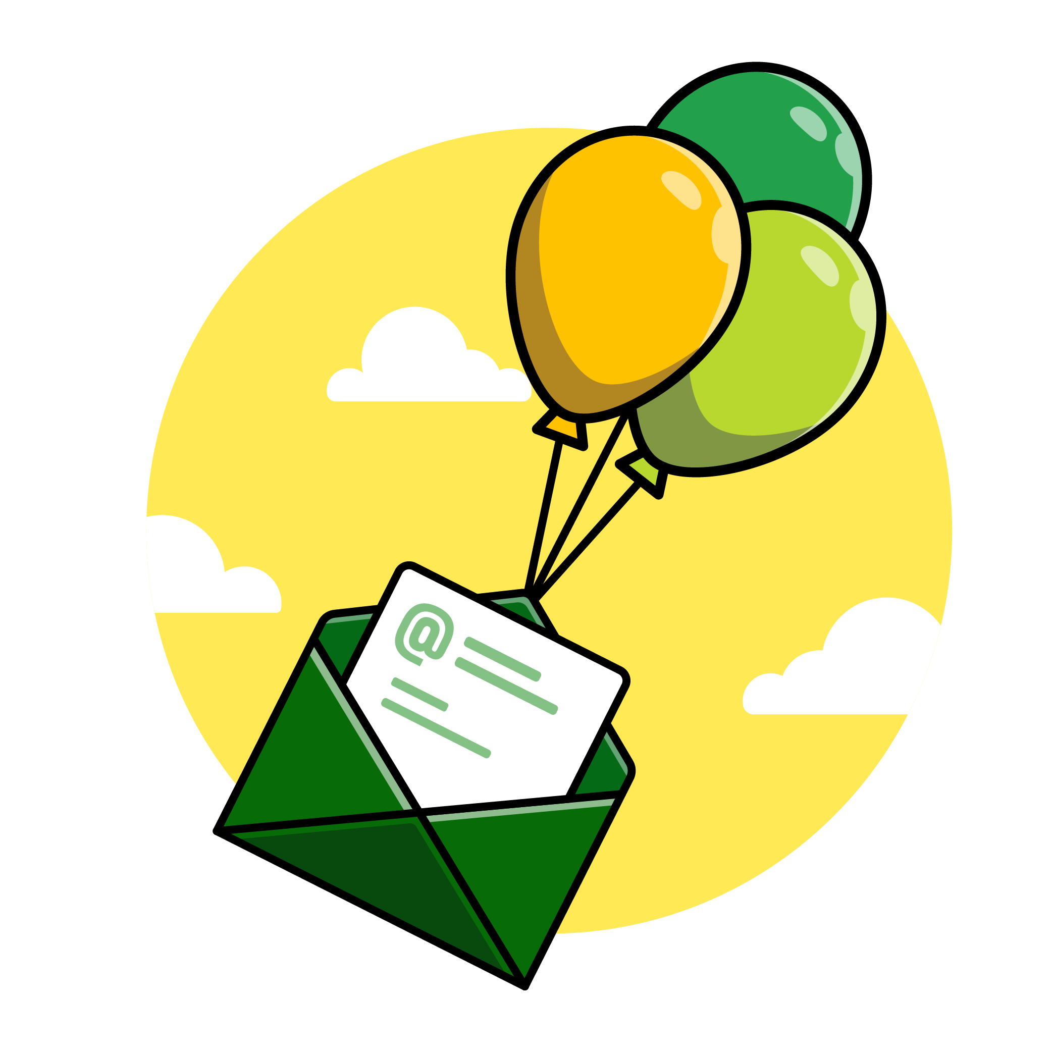 Balloons carrying an envelope