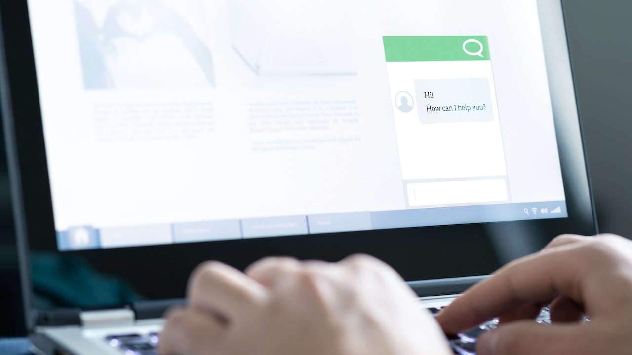 Chatbot conversation on business website