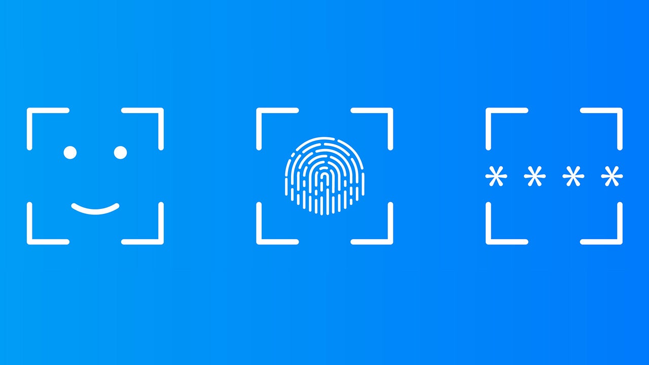 Facial recognition, fingerprint scan, and PIN