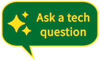 Chatbot icon: "Ask a tech question"