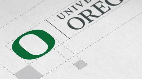 University of Oregon logo with graphic specifications