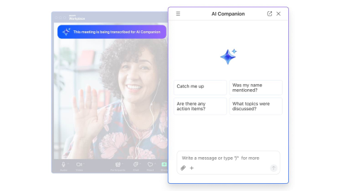 Screenshot of Zoom call with AI Companion panel