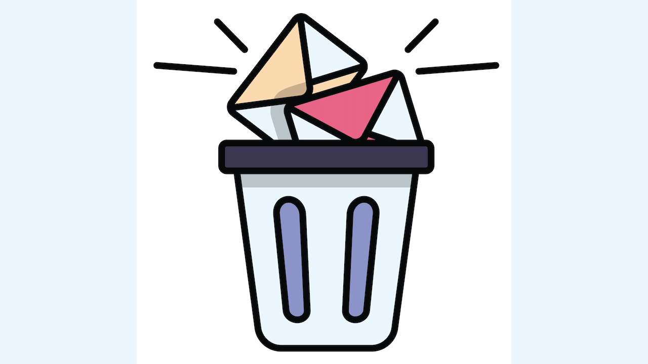 Envelopes in trash can