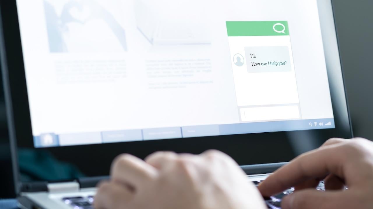 Chatbot conversation on business website